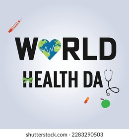 world health day concept text design with doctor stethoscope,World health day