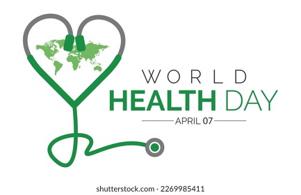 World Health Day Concept Vector Illustration. 7th April world globe World health day concept text Poster design with doctor stethoscope. coronavirus health problem.