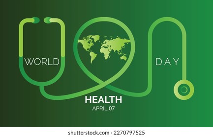 Concept Vectorgrafik des Weltgesundheitstags. Weltgesundheitstag 7. April Welt-Gesundheitsbegriff-Text Poster-Design mit Doktor Stethoskop. Gesundheitsproblem bei Coronavirus.