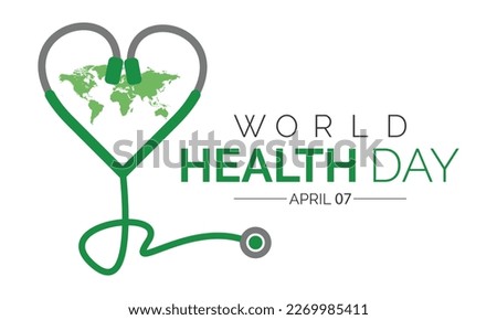 World Health Day Concept Vector Illustration. 7th April world globe World health day concept text Poster design with doctor stethoscope. coronavirus health problem.