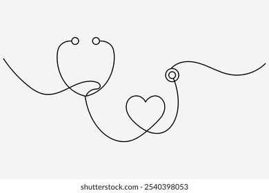 World health day continuous line drawing of isolate stethoscope outline simple vector icon