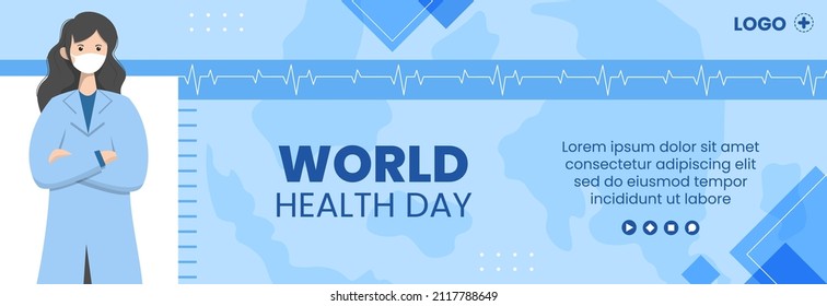 World Health Day Cover Template Flat Healthcare Illustration Editable of Square Background Suitable for Social Media or Campaign