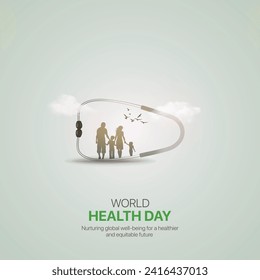 World Health Day. World Health Day creative ads design April 7. social media poster, vector, 3D illustration. 