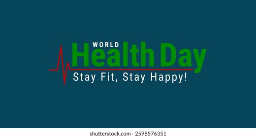 World Health Day creative logo design thematic Banner poster backdrop flyer template illustration, Stay Healthy, My health my right, World Health Day, Global health care concept