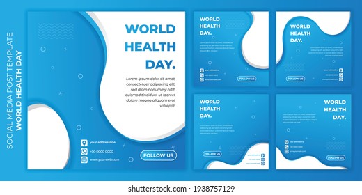 World health day design with Social media post template. set of social media post template with sporty blue design. good template for web banner or online advertising design.