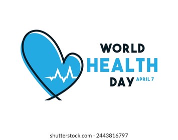 World Health Day design vector on white background. April 7. Flat design vector. Heart icon. Poster, banner, card, background. Eps 10.