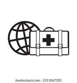 World Health Day Earth and Doctor bag design Icon, World Health Day Vetor Illustration.