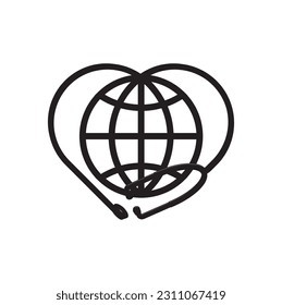 World Health Day Earth and stethoscope Love design Icon, World Health Day Vetor Illustration.