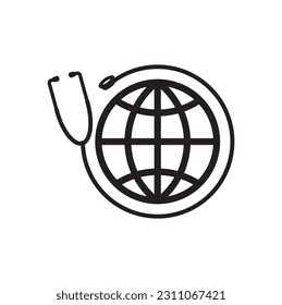 World Health Day Earth and stethoscope design Icon, World Health Day Vetor Illustration.