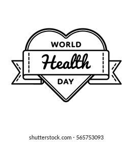 World Health day emblem isolated vector illustration on white background. 7 april world healthcare holiday event label, greeting card decoration graphic element