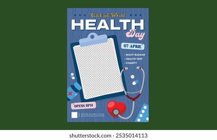 World Health Day Flyer. Vector illustration design for Poster, Banner, Flyer, Greeting, Card, Post, Cover, Awareness campaign.