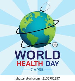 World Health Day is a global health awareness day celebrated every year on 7th April. Vector illustration design