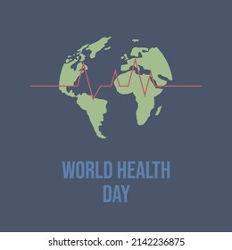 World Health Day is a global health awareness day celebrated every year on 7th April. Modern vector health illustration design with globe and stethoscope.