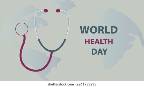 World Health Day is a global health awareness day celebrated every year on 7th April. World health day concept text design with doctor stethoscope.World Health Day background.