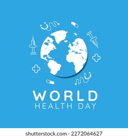 El Día Mundial de la Salud es un día mundial de concientización sobre la salud que se celebra todos los años el 7 de abril, tarjeta especial de saludo para el Día Mundial de la Salud