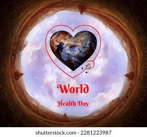 World Health Day is a global health awareness day and heart shap Red shed world