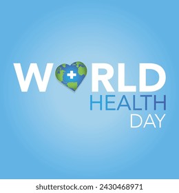 World Health Day is a global health awareness day celebrated every year on 7th April. World health day concept world map, heartbeat, stethoscope and flat icons for healthcare and medical