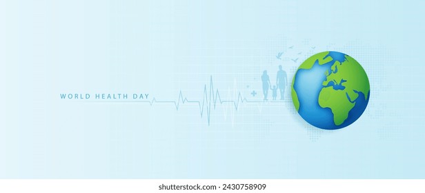 World Health Day is a global health awareness day celebrated every year on 7th April. health care medical science with icon digital technology world concept modern business. vector design