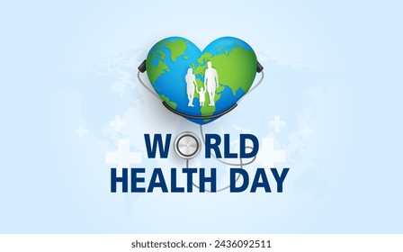 World Health Day is a global health awareness day celebrated every year on 7th April. health care medical science with icon digital technology world concept modern business. vector design