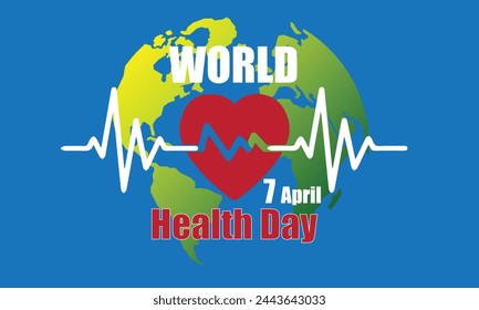 World Health Day is a global health awareness day celebrated every year on 7th April. World Health day 2024 concept World health day concept banner design with Heartbeat. Vector illustration