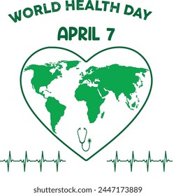 World Health Day is a global health awareness day celebrated every year on 7th April. Vector illustration design.world health day concept poster