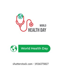 world health day globe and stethoscope design concept vector eps 10. World health day logo,icon,banner,illustration,t-shirt design concept vector eps 10.