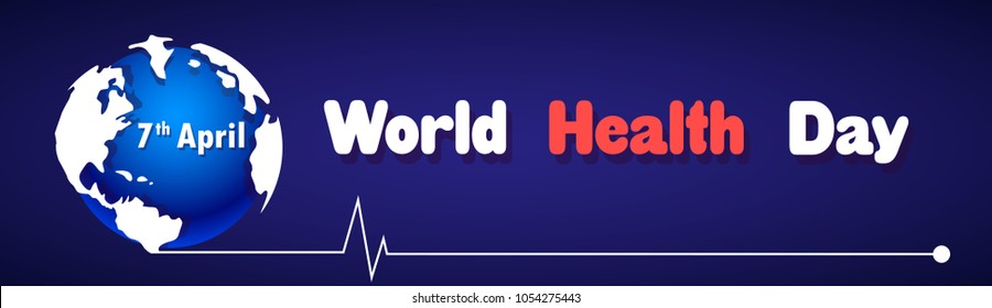 World Health Day Greeting Card Earth And Stethoscope On Blue Background Health Holiday Horizontal Banner