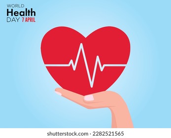 World health day. The heart is holding in the girl’s hand the concept of world health day. Vector illustration design