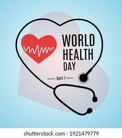 World Health Day heart and stethoscope design. vector illustration