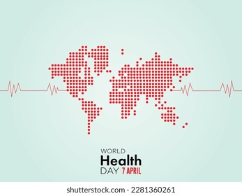 World health day. Heartbeat and world map concept world health day. Vector illustration design