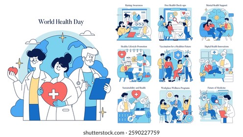 World Health Day highlights global health initiatives and awareness. It promotes preventive measures, mental health support, lifestyle improvements, vaccinations, and digital health innovations