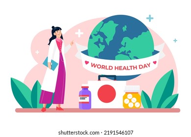 World Health Day Illustration concept on white background