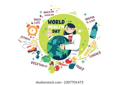 World Health Day Illustration concept on white background