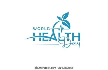 Diseño del logotipo del Día Mundial de la Salud, Día de la Salud con estilo vectorial, hoja con diseño de latidos de salud