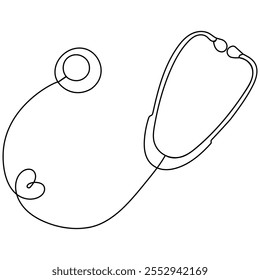 World health  day medical stethoscope  single line art, continuous one line drawing of  Isolated outline vector icon