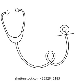 World health  day medical stethoscope  single line art, continuous one line drawing of  Isolated outline vector icon