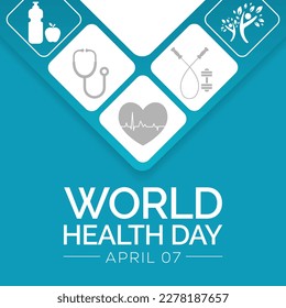 World Health day is observed every year on April 7, to raise awareness about the overall health and well-being of people across the globe. Vector illustration