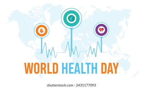 World Health Day observed every year in April. Template for background, banner, card, poster with text inscription.
