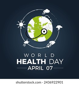 World Health Day Observed every year of April 7, Vector banner, flyer, poster and social medial template design.