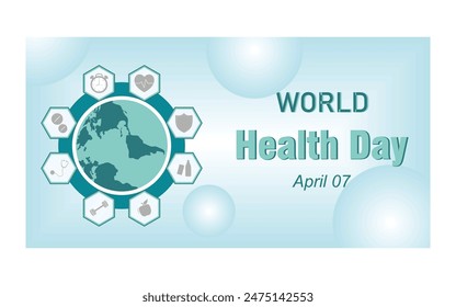 World Health day is observed every year on April 7, to raise awareness about the overall health and well-being of people across the globe. flat vector modern illustration