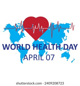 World Health Day observed on April 7th every year, vector flat trendy style illustration on white background..eps
