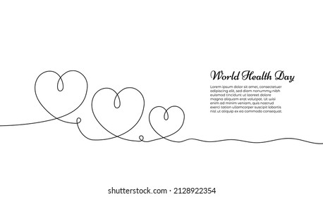 World health day one single continuous line of love isolated on white background.