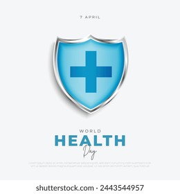 World Health Day Post and Flyer Design. Minimal and Modern Health Day Background with Protection Shield and Text Vector Illustration