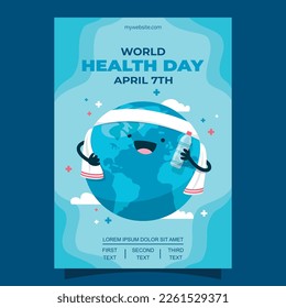 World health day poster with planet doing exercise