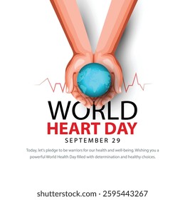 World health day with red heart and world sign. abstract  vector illustration design