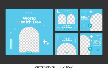 world health day social media instagram post web medical dentist leaflet flyer template