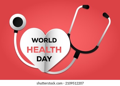 World Health Day with Stethoscope and heart symbol with the inscription. vector design
