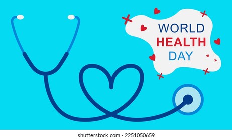 World health day with stethoscope and love symbol. Vector illustration. EPS 10.