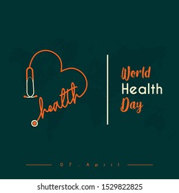 World Health Day with a stethoscope that forms the heart vector design