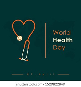 World Health Day with a stethoscope that forms the heart vector design